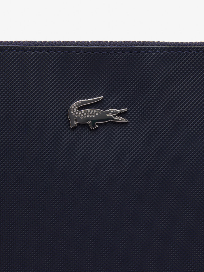 LACOSTE WOMEN Anna Coated Pique Canvas Pouch Navy - MAISONDEFASHION.COM
