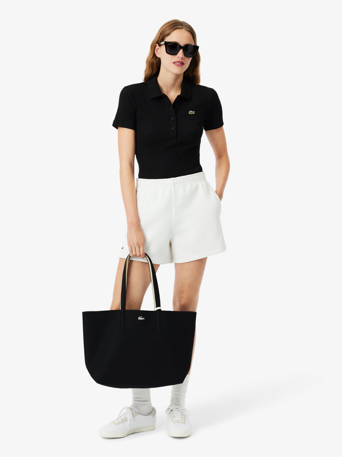 LACOSTE WOMEN Anna Reversible Tote with Pouch Black/Beige - MAISONDEFASHION.COM