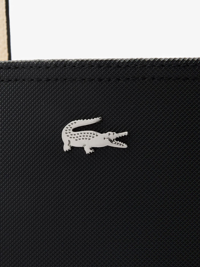 LACOSTE WOMEN Anna Reversible Tote with Pouch Black/Beige - MAISONDEFASHION.COM