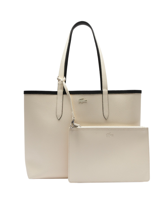 LACOSTE WOMEN Anna Reversible Tote with Pouch Black/Beige - MAISONDEFASHION.COM