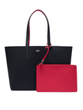 LACOSTE WOMEN Anna Reversible Tote with Pouch Black/Red - MAISONDEFASHION.COM