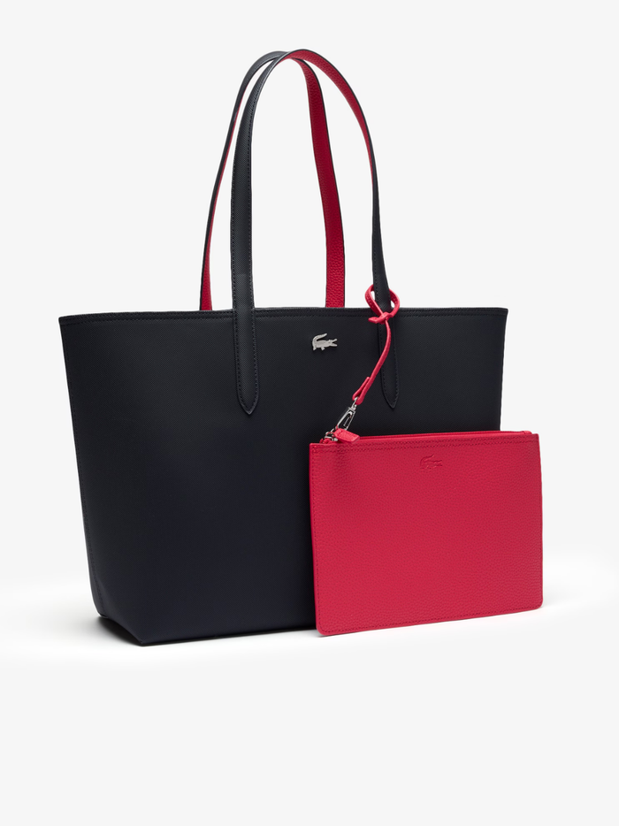 LACOSTE WOMEN Anna Reversible Tote with Pouch Black/Red - MAISONDEFASHION.COM