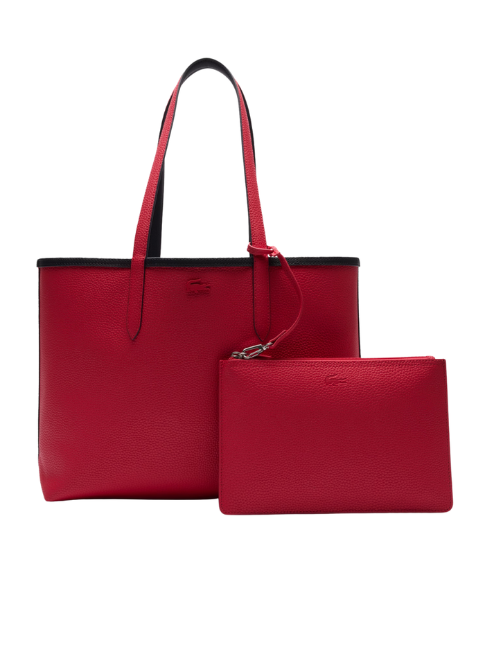 LACOSTE WOMEN Anna Reversible Tote with Pouch Black/Red - MAISONDEFASHION.COM