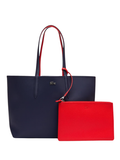 LACOSTE WOMEN Anna Reversible Tote With Pouch Blue/Red - MAISONDEFASHION.COM