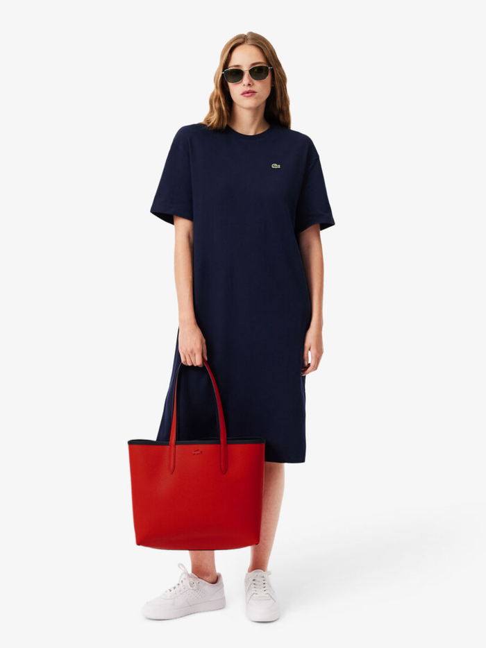 LACOSTE WOMEN Anna Reversible Tote With Pouch Blue/Red - MAISONDEFASHION.COM