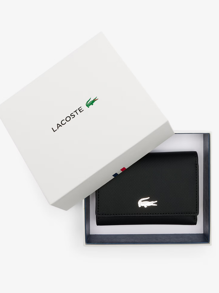LACOSTE WOMEN Anna Snap Close Flap Billfold Black - MAISONDEFASHION.COM