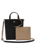 LACOSTE WOMEN Anna Vertical Reversible Tote Black/Beige - MAISONDEFASHION.COM