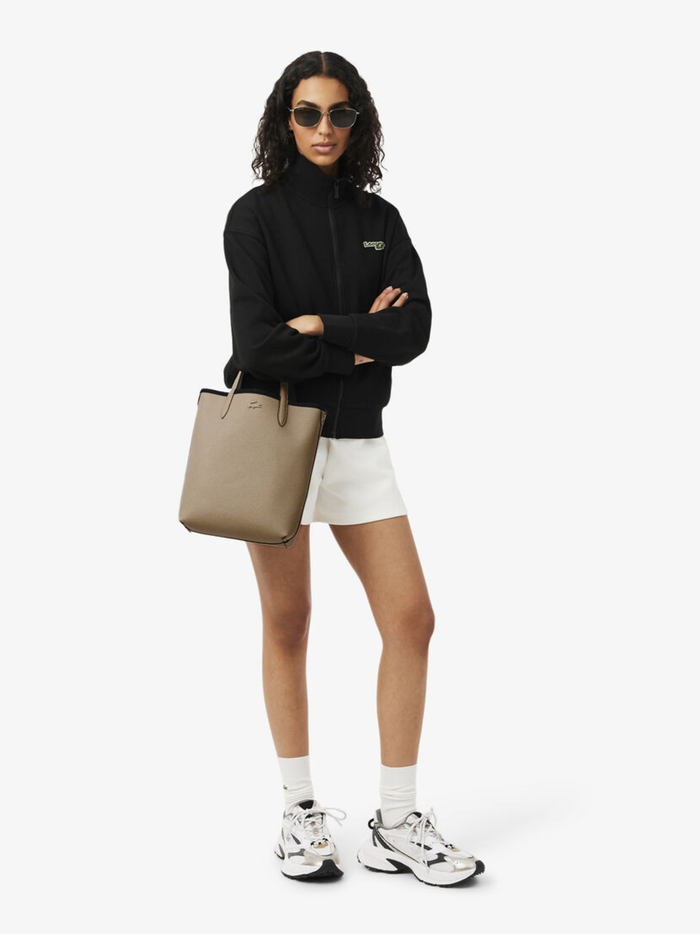 LACOSTE WOMEN Anna Vertical Reversible Tote Black/Beige - MAISONDEFASHION.COM
