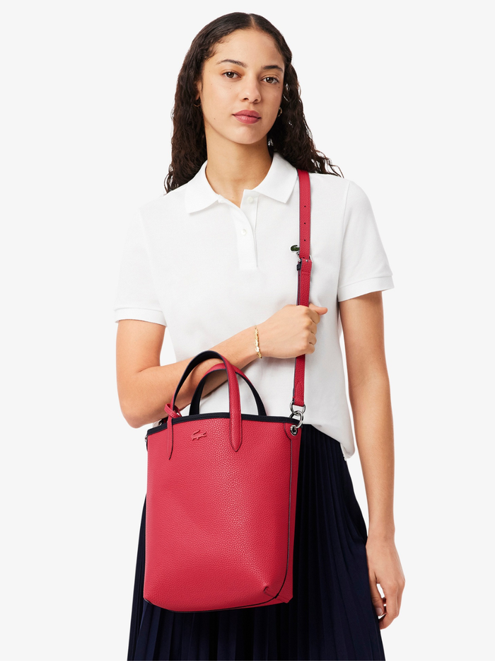 LACOSTE WOMEN Anna Vertical Reversible Tote Black/Red - MAISONDEFASHION.COM
