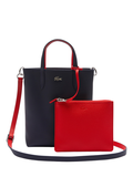 LACOSTE WOMEN Anna Vertical Reversible Tote Peacoat Salsa - MAISONDEFASHION.COM