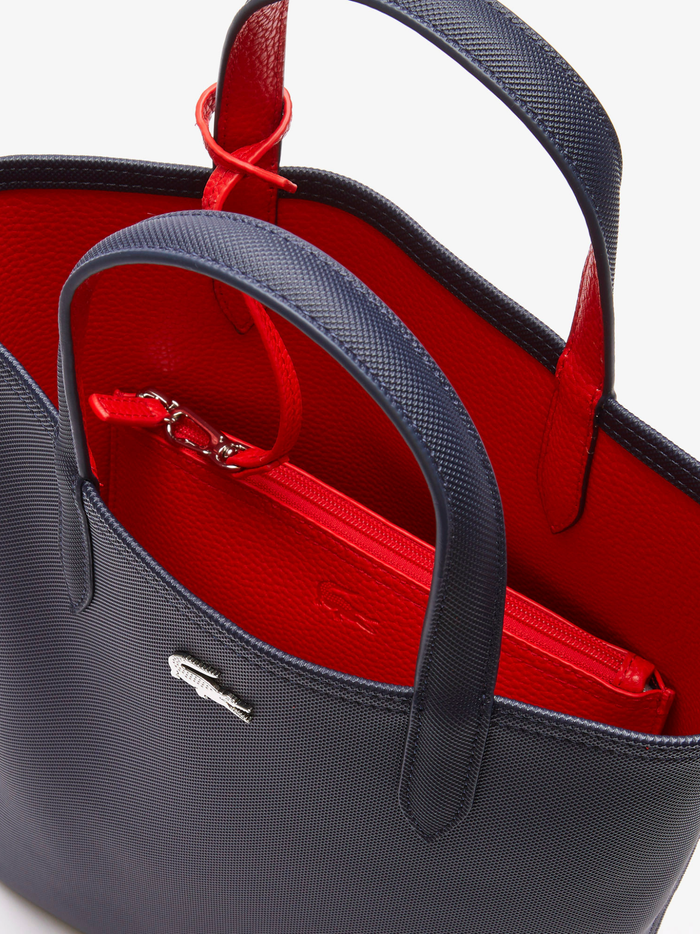 LACOSTE WOMEN Anna Vertical Reversible Tote Peacoat Salsa - MAISONDEFASHION.COM