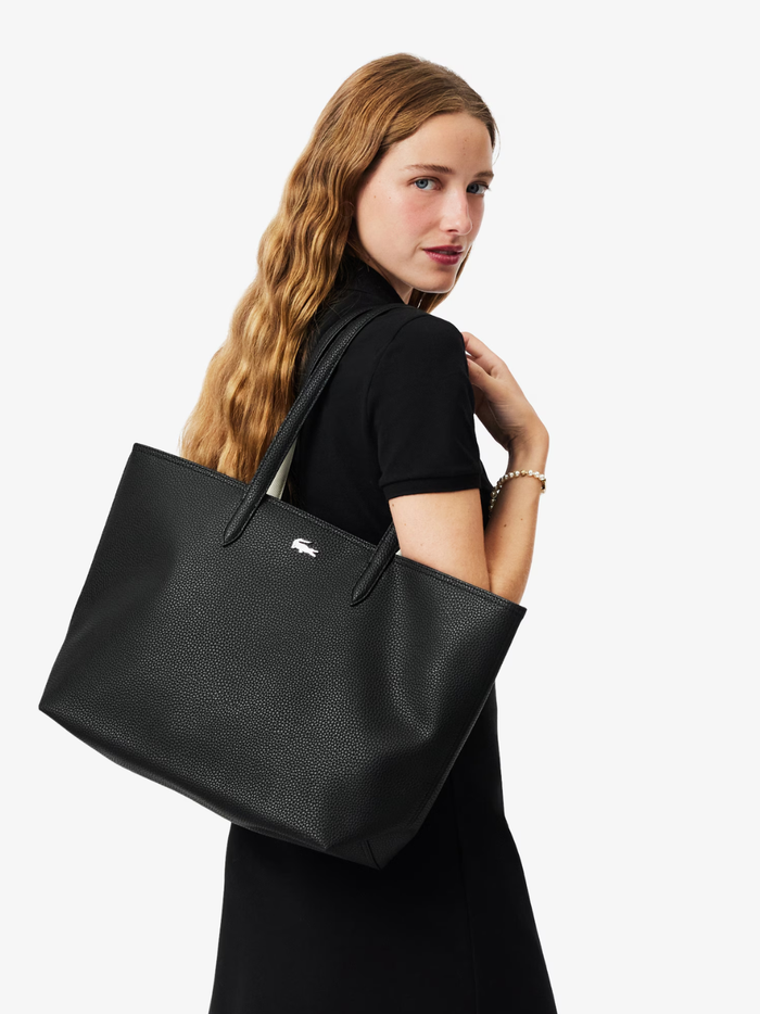 LACOSTE WOMEN Anna Zipped Tote Black - MAISONDEFASHION.COM