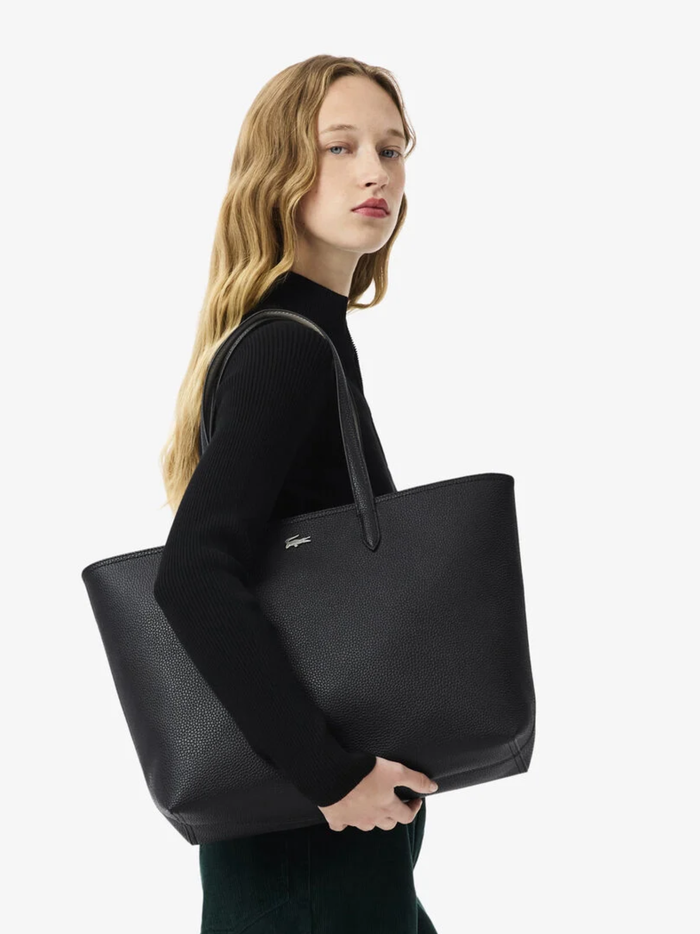 LACOSTE WOMEN Anna Zipped Tote Black - MAISONDEFASHION.COM