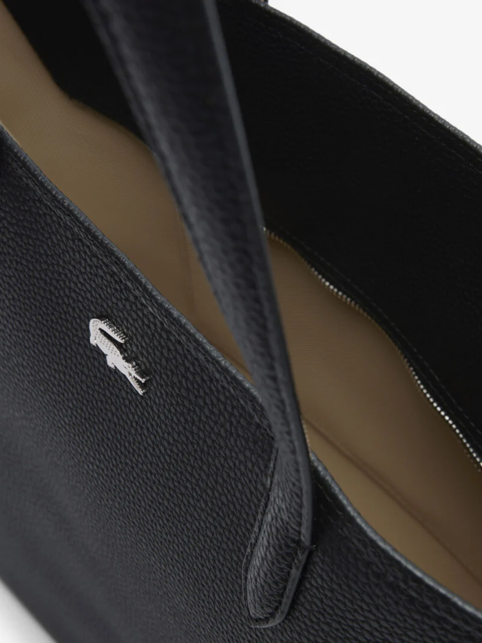 LACOSTE WOMEN Anna Zipped Tote Black - MAISONDEFASHION.COM