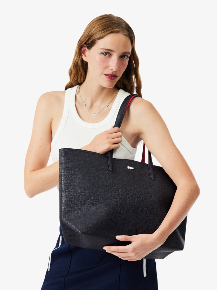 LACOSTE WOMEN Anna Zipped Tote Navy - MAISONDEFASHION.COM