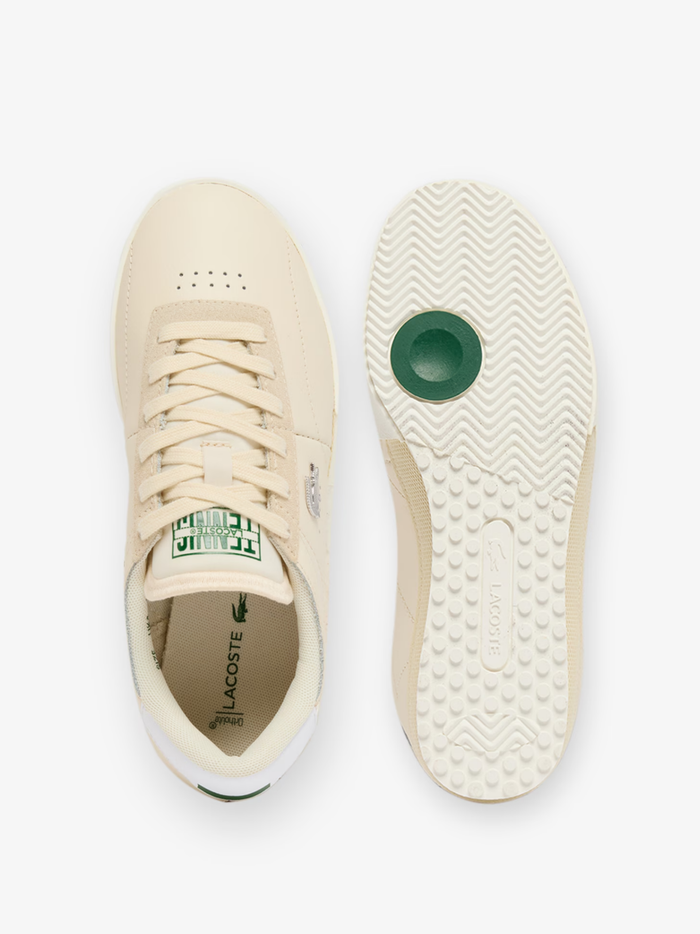 LACOSTE WOMEN Aura Leather Sneakers Off-White/White - MAISONDEFASHION.COM