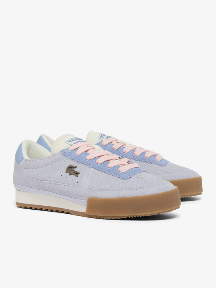 LACOSTE WOMEN Aura Suede Sneakers Light Blue - MAISONDEFASHION.COM
