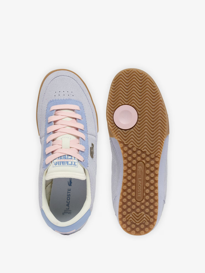 LACOSTE WOMEN Aura Suede Sneakers Light Blue - MAISONDEFASHION.COM