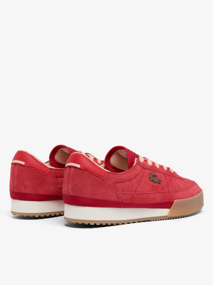 LACOSTE WOMEN Aura Suede Sneakers Red - MAISONDEFASHION.COM