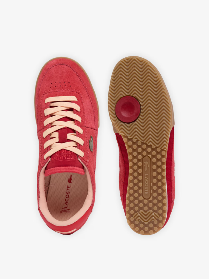LACOSTE WOMEN Aura Suede Sneakers Red - MAISONDEFASHION.COM