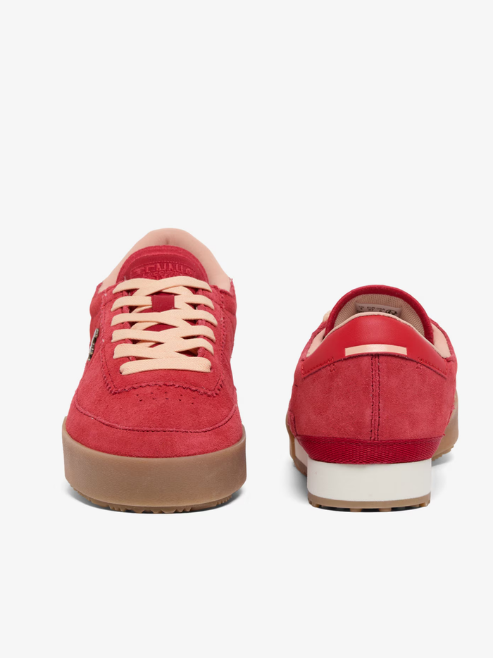 LACOSTE WOMEN Aura Suede Sneakers Red - MAISONDEFASHION.COM