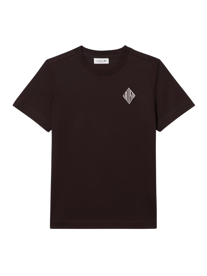 LACOSTE WOMEN Lacoste Badge Cotton T-shirt Brown - MAISONDEFASHION.COM