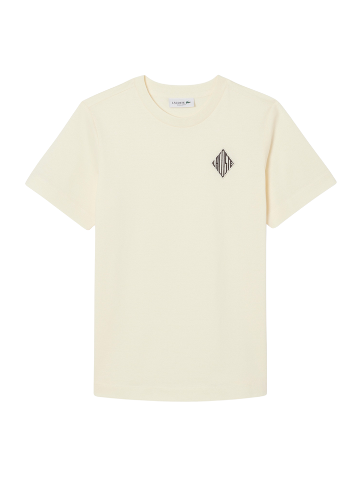 LACOSTE WOMEN Lacoste Badge Cotton T-shirt Lemon Beige - MAISONDEFASHION.COM