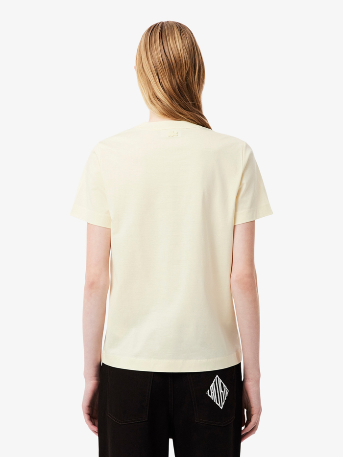 LACOSTE WOMEN Lacoste Badge Cotton T-shirt Lemon Beige - MAISONDEFASHION.COM