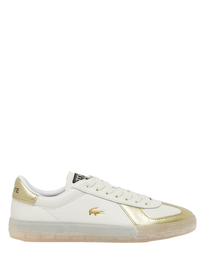 LACOSTE WOMEN Baseshot Pro Leather Sneakers White/Gold - MAISONDEFASHION.COM