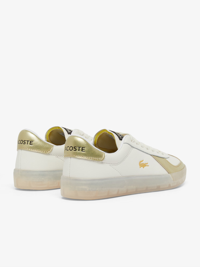 LACOSTE WOMEN Baseshot Pro Leather Sneakers White/Gold - MAISONDEFASHION.COM