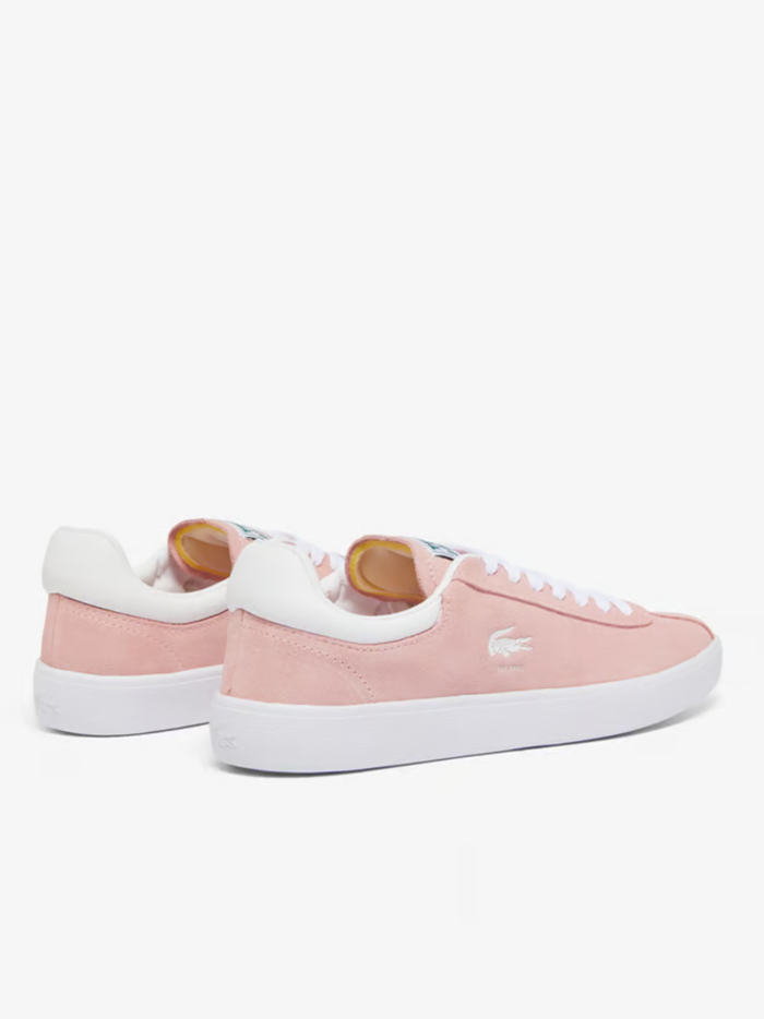 LACOSTE WOMEN Baseshot Suede Sneakers Pink/White - MAISONDEFASHION.COM