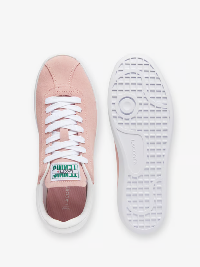 LACOSTE WOMEN Baseshot Suede Sneakers Pink/White - MAISONDEFASHION.COM