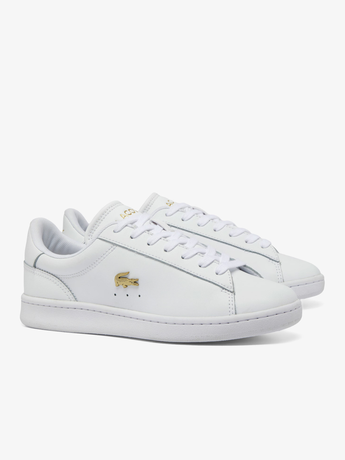 LACOSTE WOMEN Carnaby Set Leather Sneakers White/Gold - MAISONDEFASHION.COM