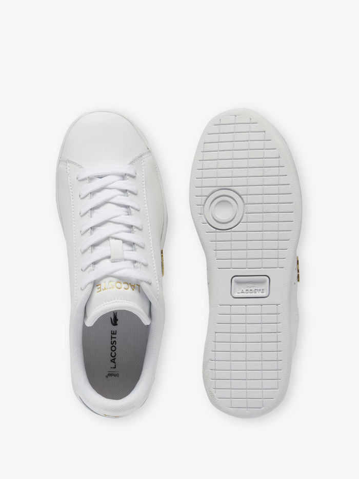 LACOSTE WOMEN Carnaby Set Leather Sneakers White/Gold - MAISONDEFASHION.COM