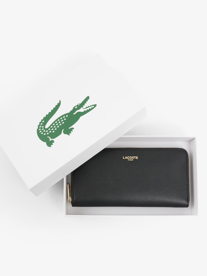 LACOSTE WOMEN Champs-Élysées Zipped Billfold Black