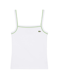 LACOSTE WOMEN Contrast Accent Cotton Tank Top White