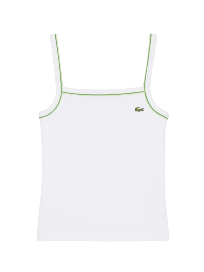 LACOSTE WOMEN Contrast Accent Cotton Tank Top White