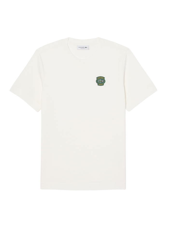 LACOSTE WOMEN Cotton Badge T-shirt White - MAISONDEFASHION.COM