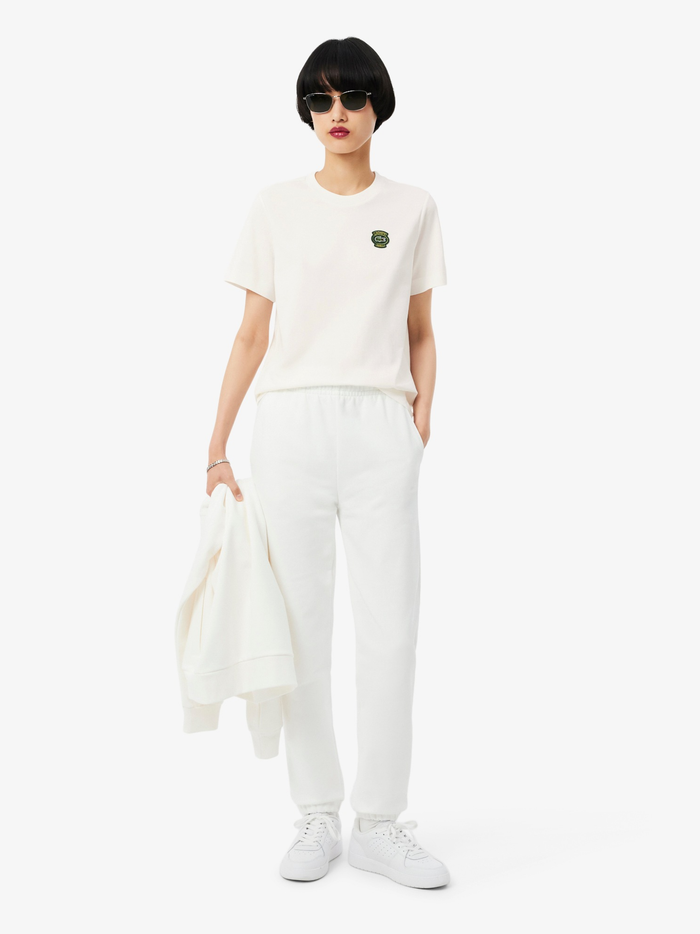 LACOSTE WOMEN Cotton Badge T-shirt White - MAISONDEFASHION.COM