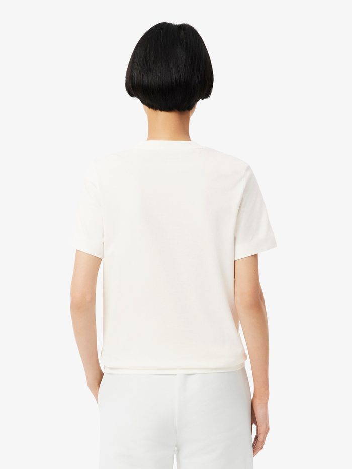 LACOSTE WOMEN Cotton Badge T-shirt White - MAISONDEFASHION.COM