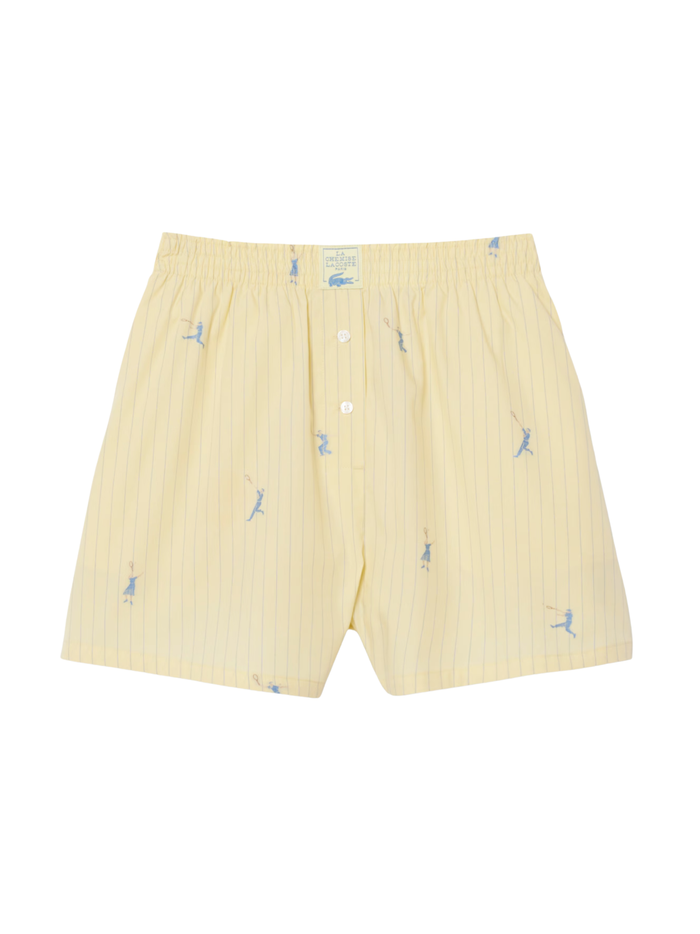 LACOSTE WOMEN Cotton Poplin Jacquard Boxer Shorts Yellow - MAISONDEFASHION.COM