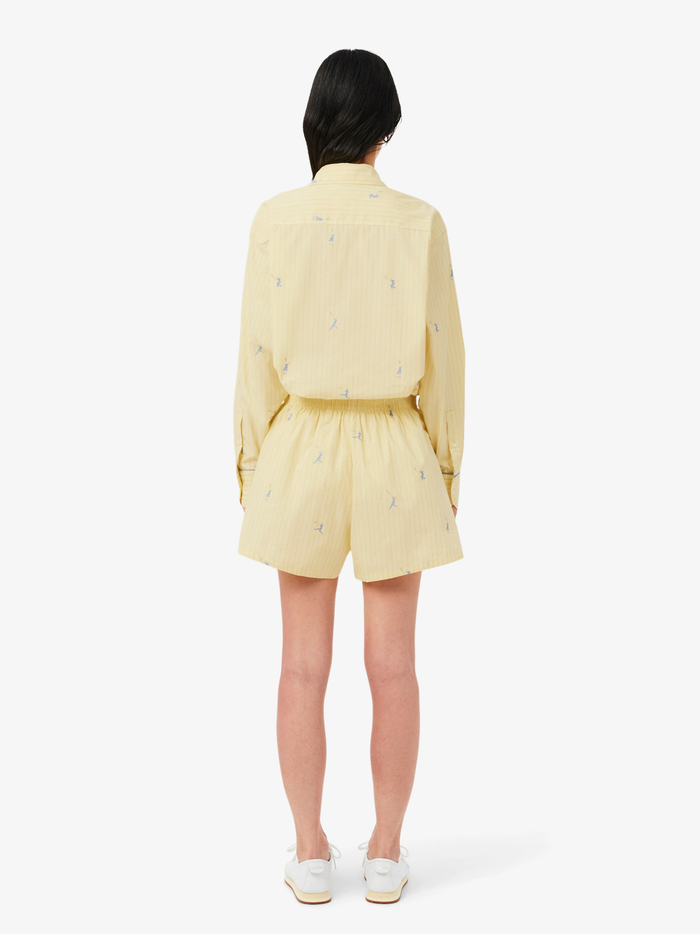 LACOSTE WOMEN Cotton Poplin Jacquard Boxer Shorts Yellow - MAISONDEFASHION.COM