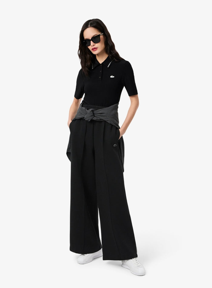 LACOSTE WOMEN Cotton Wide Leg Sweatpants Black - MAISONDEFASHION.COM