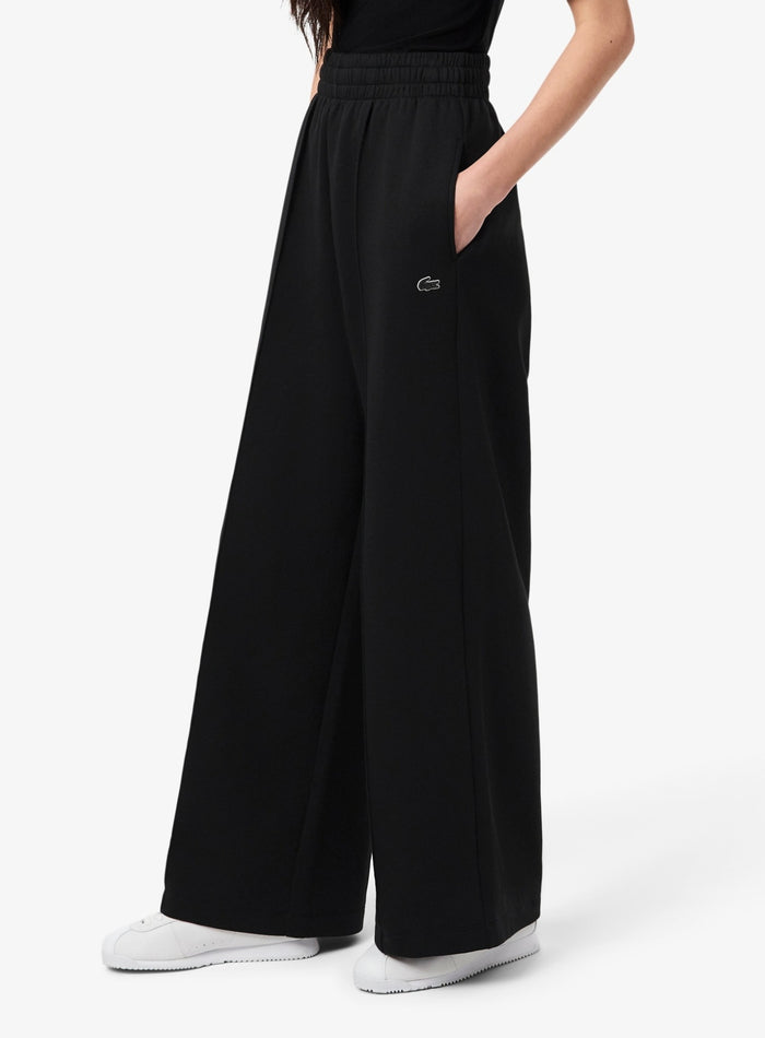 LACOSTE WOMEN Cotton Wide Leg Sweatpants Black - MAISONDEFASHION.COM