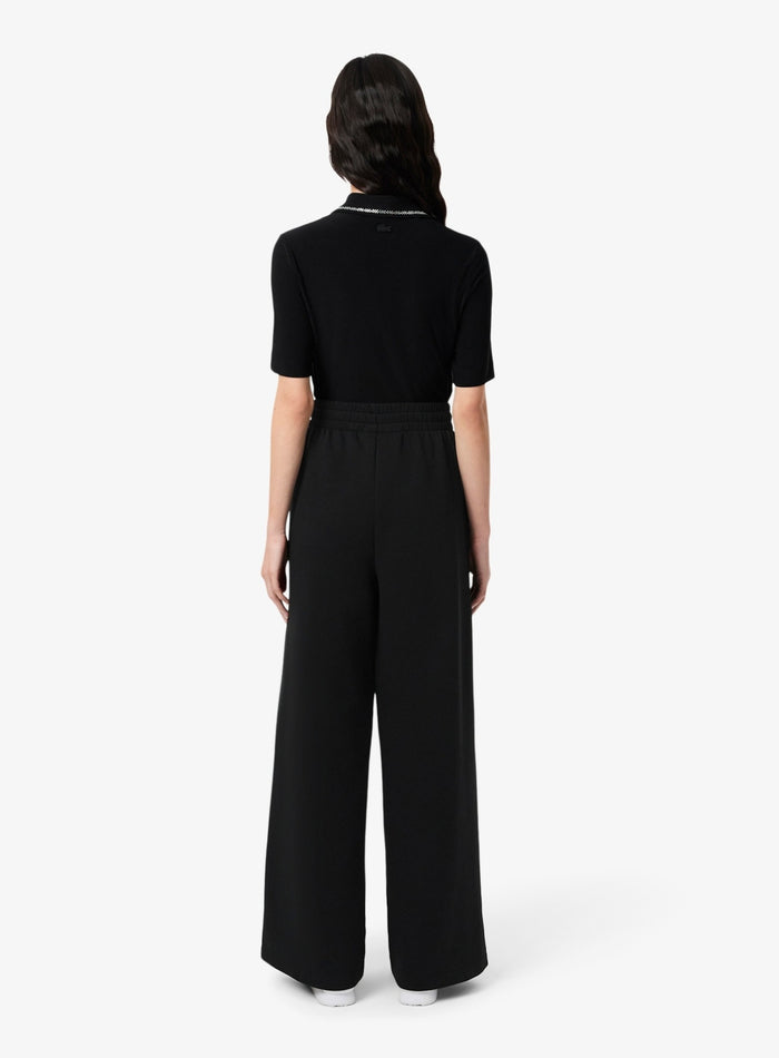 LACOSTE WOMEN Cotton Wide Leg Sweatpants Black - MAISONDEFASHION.COM