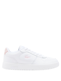 LACOSTE WOMEN Court Ace Leather Sneakers White/Light Pink - MAISONDEFASHION.COM