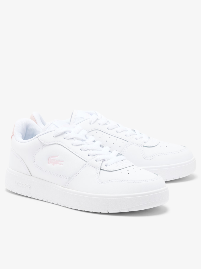 LACOSTE WOMEN Court Ace Leather Sneakers White/Light Pink - MAISONDEFASHION.COM