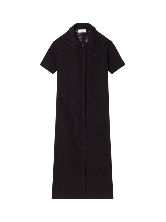 LACOSTE WOMEN Crochet Polo Dress Brown - MAISONDEFASHION.COM