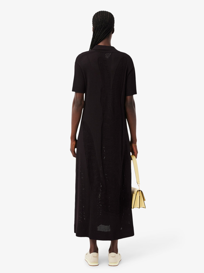 LACOSTE WOMEN Crochet Polo Dress Brown - MAISONDEFASHION.COM