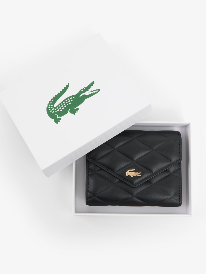 LACOSTE WOMEN Crocodelle Leather Billfold Black